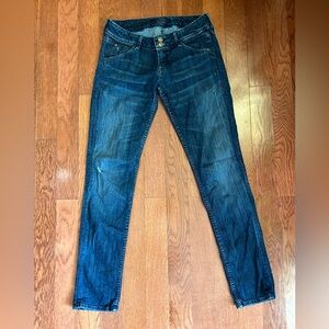 Hudson dark denim distressed style jeans. Size 28. EUC